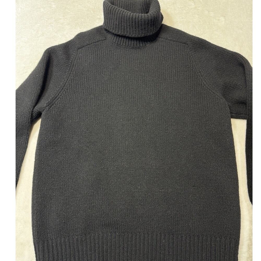Lands End Vtg Lambswool Turtleneck Sweater Black Hong Kong Corpcore Womens Sz Lg